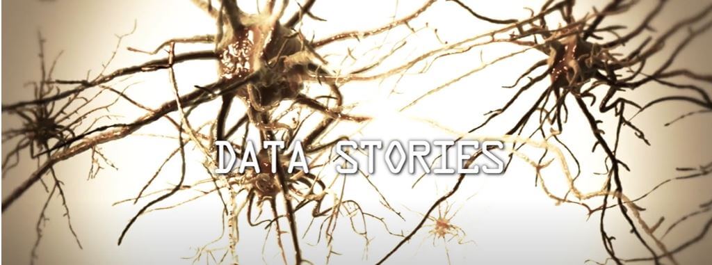 Image of neurons with data stories logo