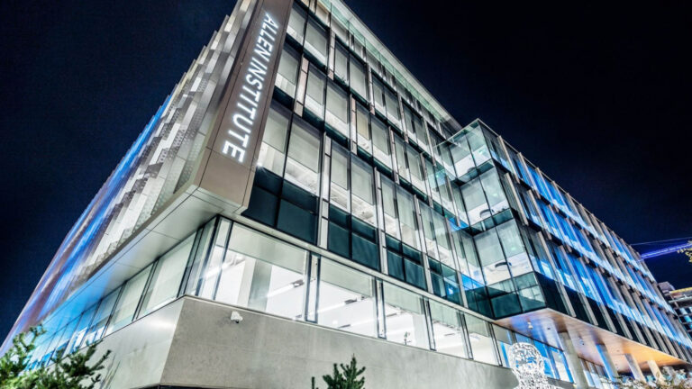 Allen Institute HQ at night.