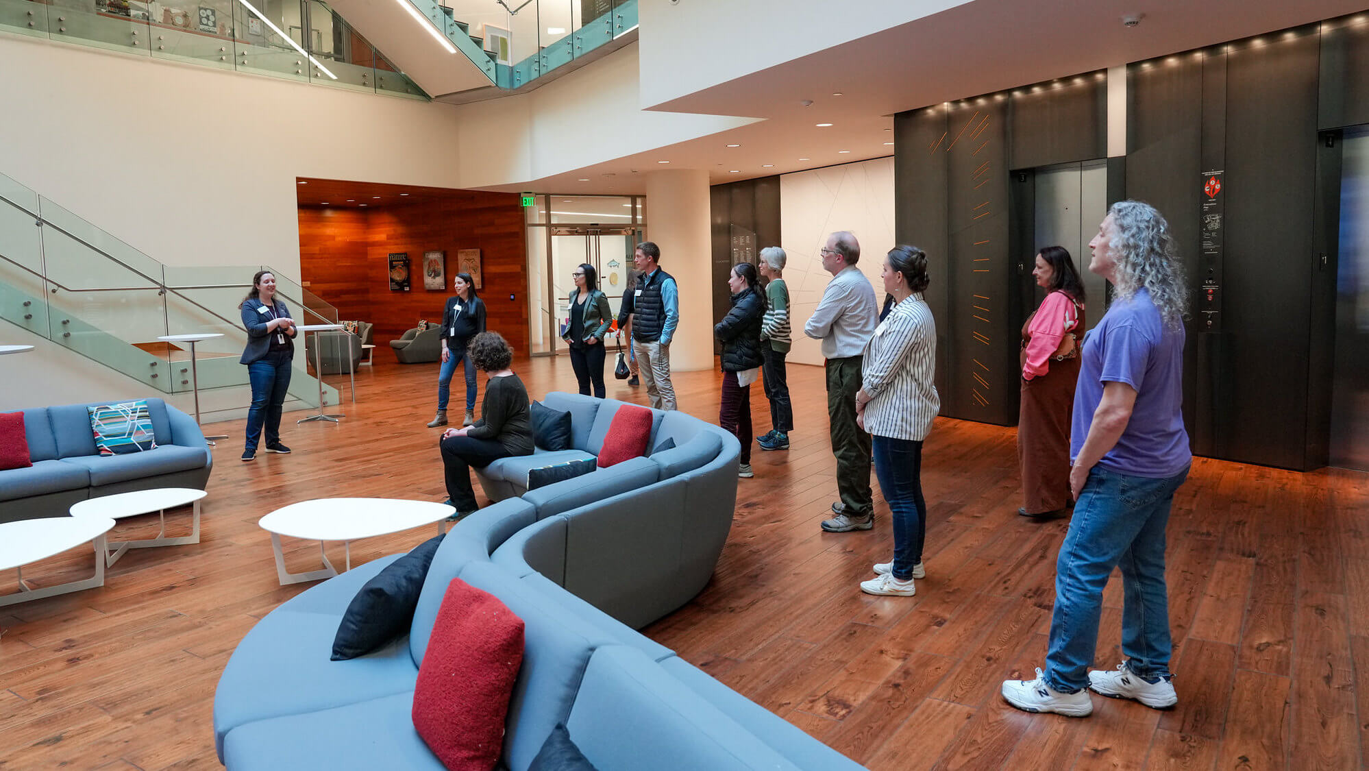 Photo of people on a tour at the Allen Institute Headquarters