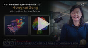 hongkui Zeng next to an image of the brain