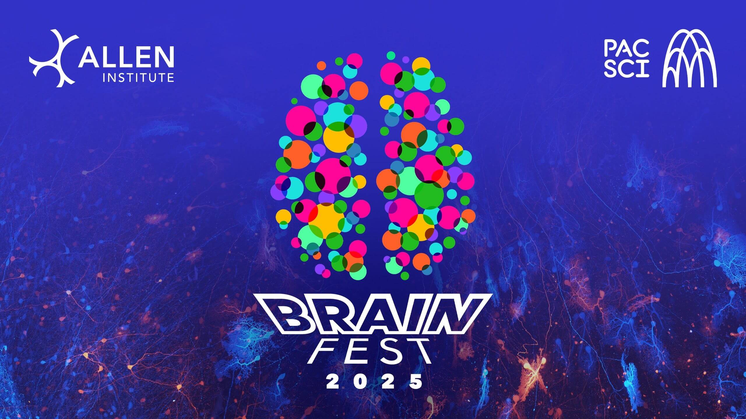 BrainFest logo with brain cells in the background