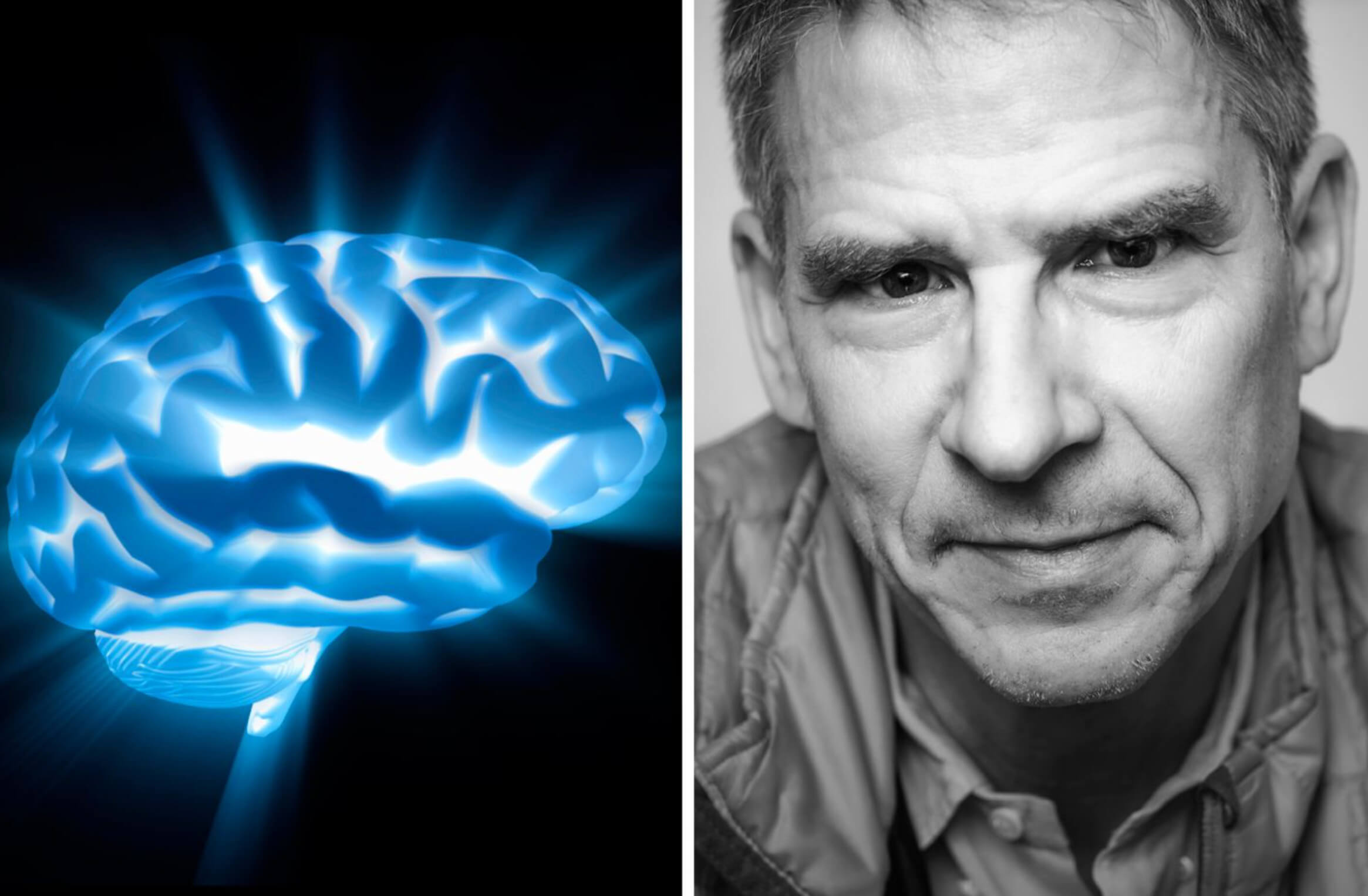 http://Two-panel%20image%20of%20a%20blue%20brain%20and%20a%20profile%20photo%20of%20Christof%20Koch