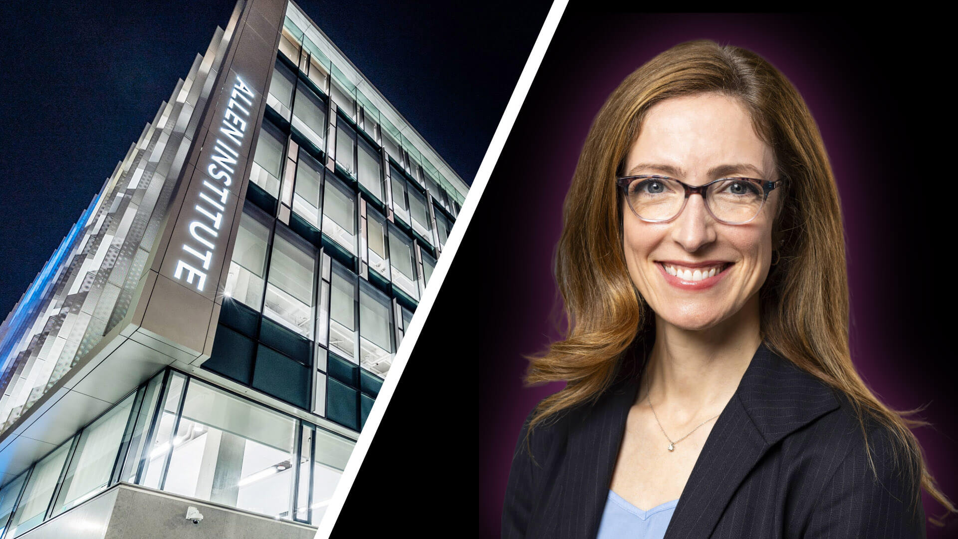 Composite image of Allen Institute building and Sarah Norris Hall, Chief Financial Officer