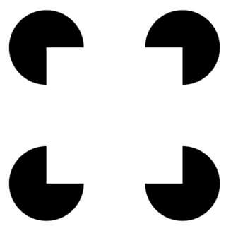 Kanizsa Square 4 circles with a quarter of them cut out to form the ilusion of a square.