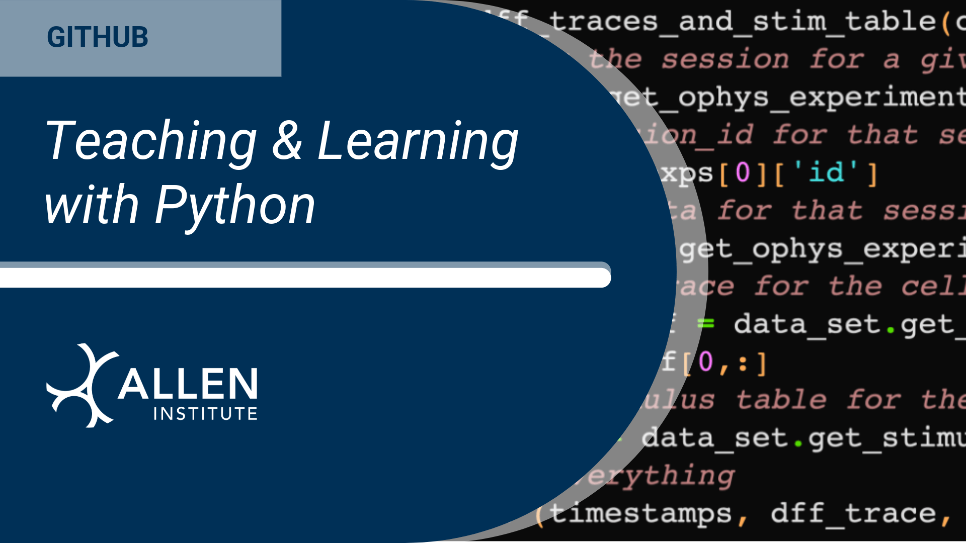 Tile card that reads "Teaching and Learning with Python" next to an image of Python code